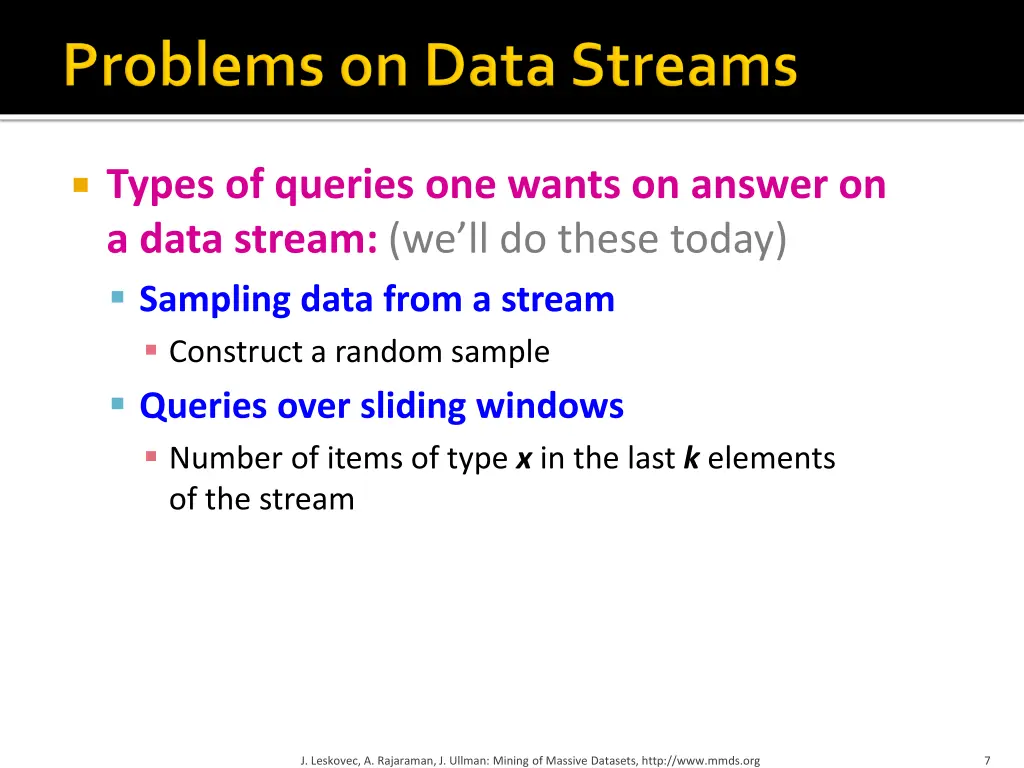 types of queries one wants on answer on a data