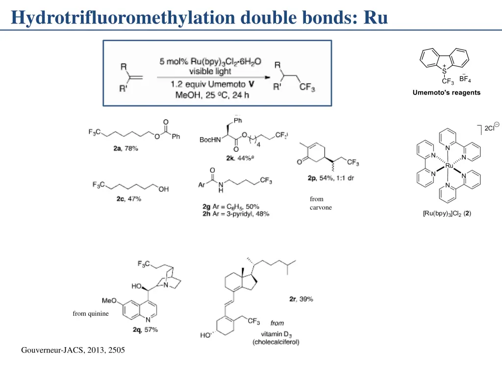 hydrotrifluoromethylation double bonds ru