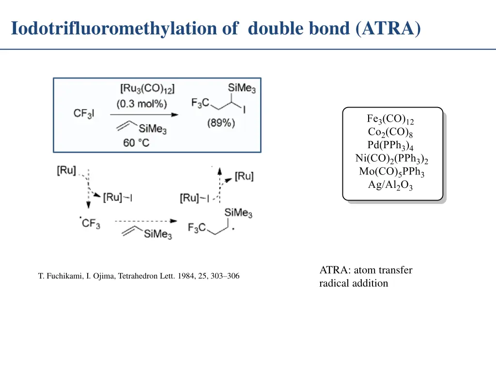 iodotrifluoromethylation of double bond atra