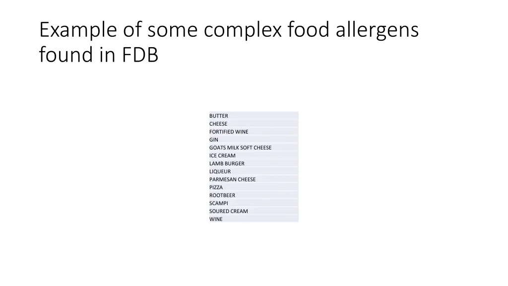 example of some complex food allergens found