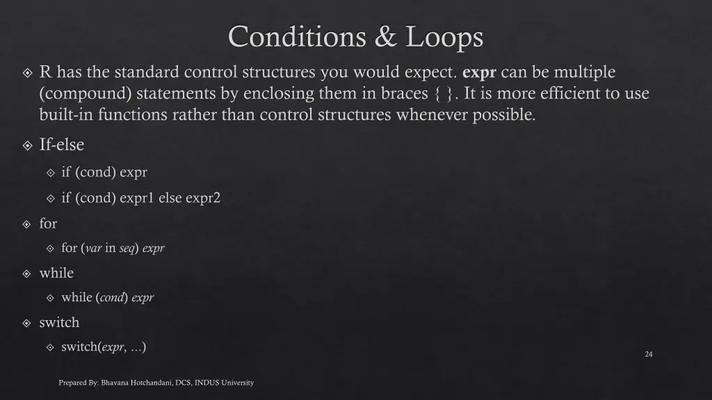 conditions loops