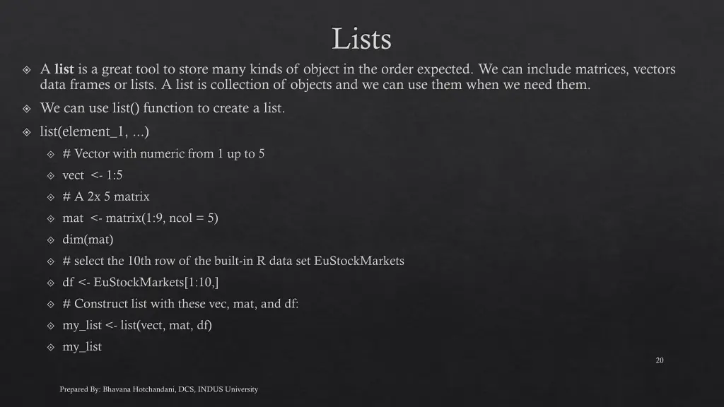 lists