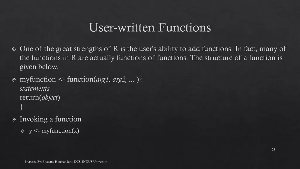 user written functions