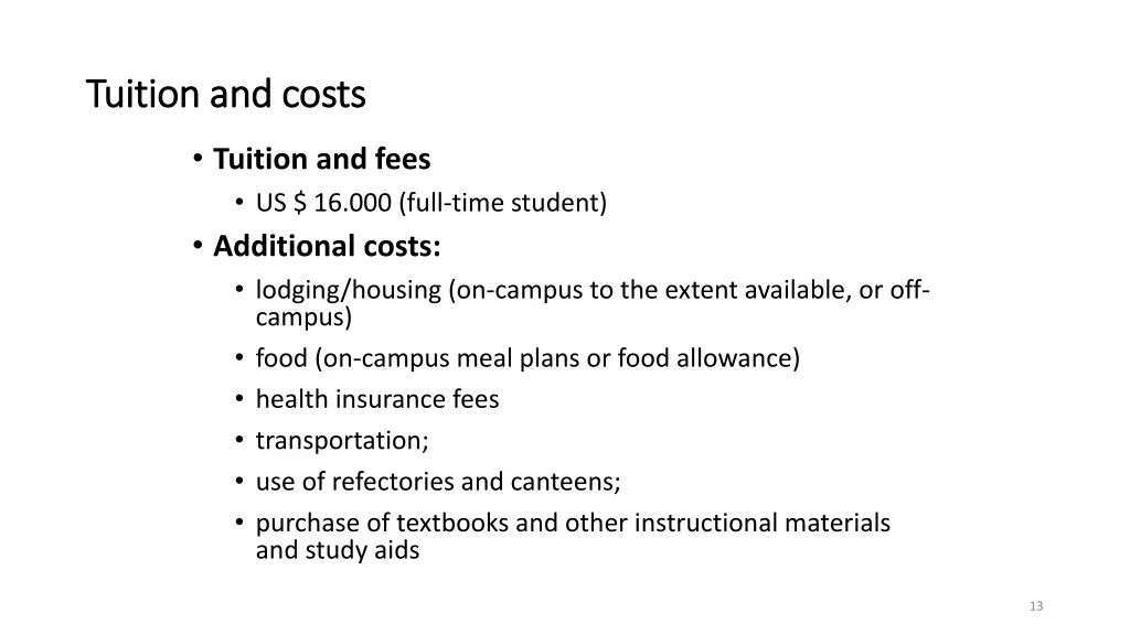 tuition and costs tuition and costs