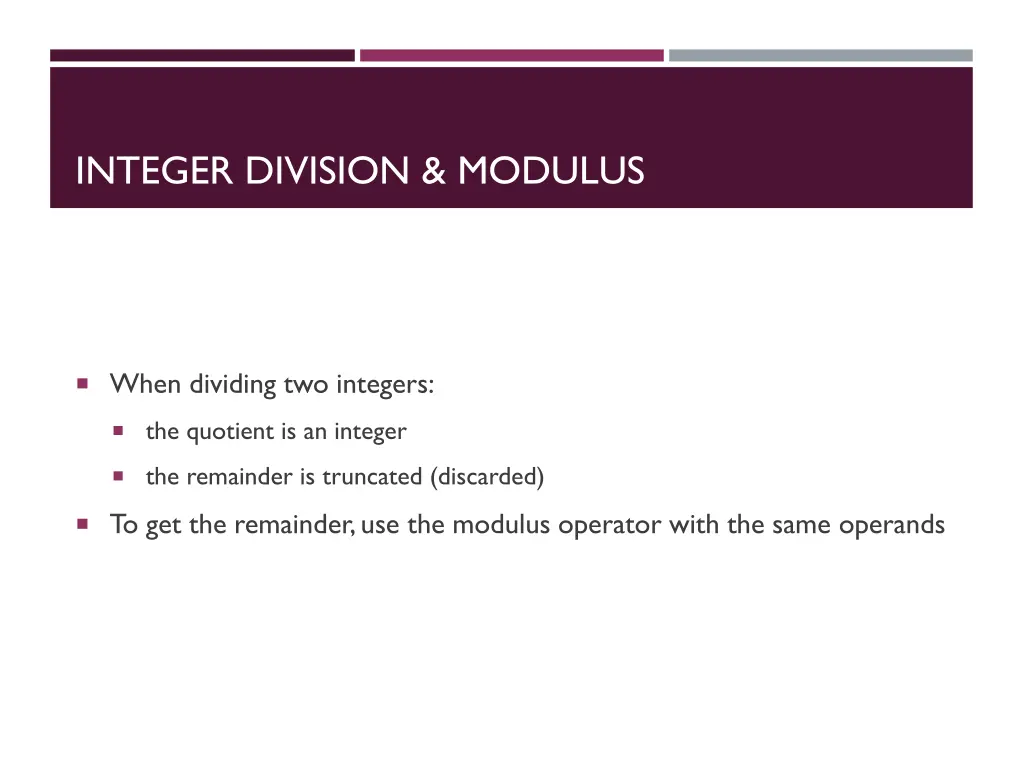 integer division modulus