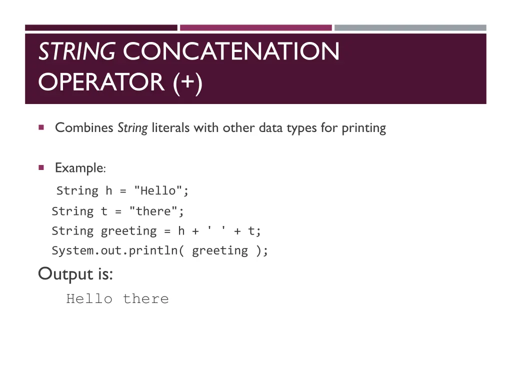 string concatenation operator