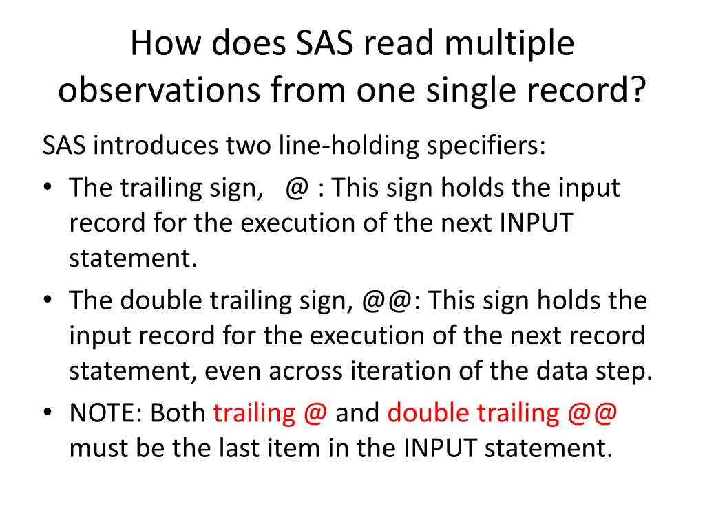 how does sas read multiple observations from