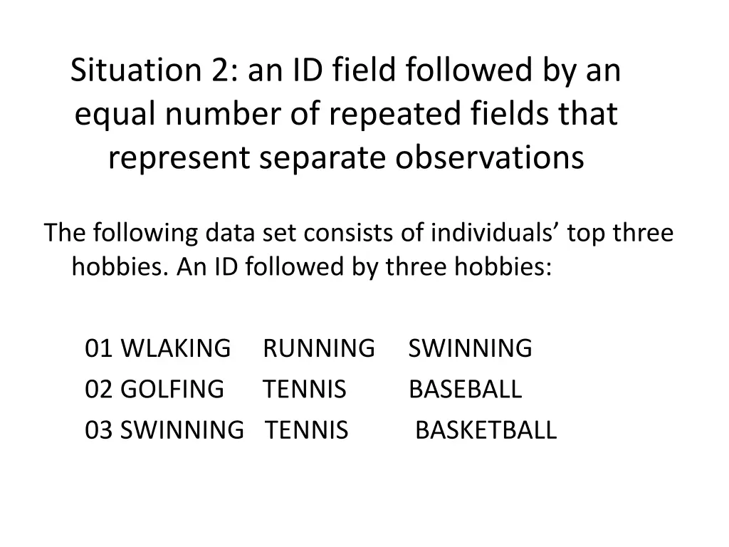 situation 2 an id field followed by an equal