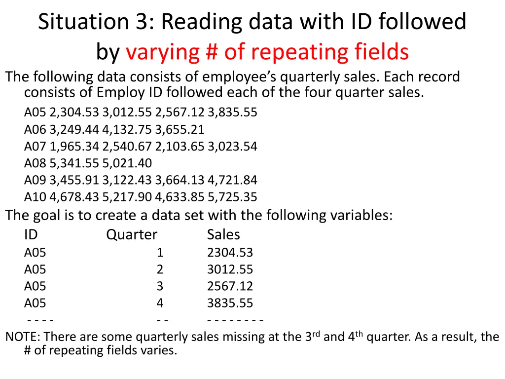 situation 3 reading data with id followed