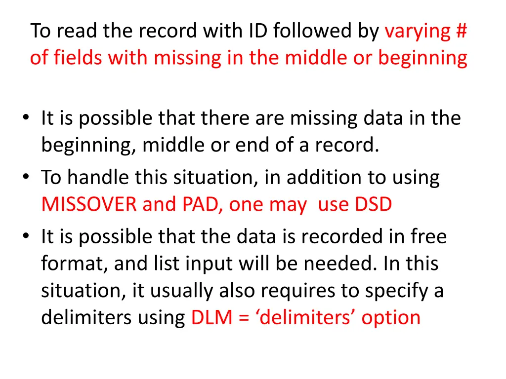 to read the record with id followed by varying