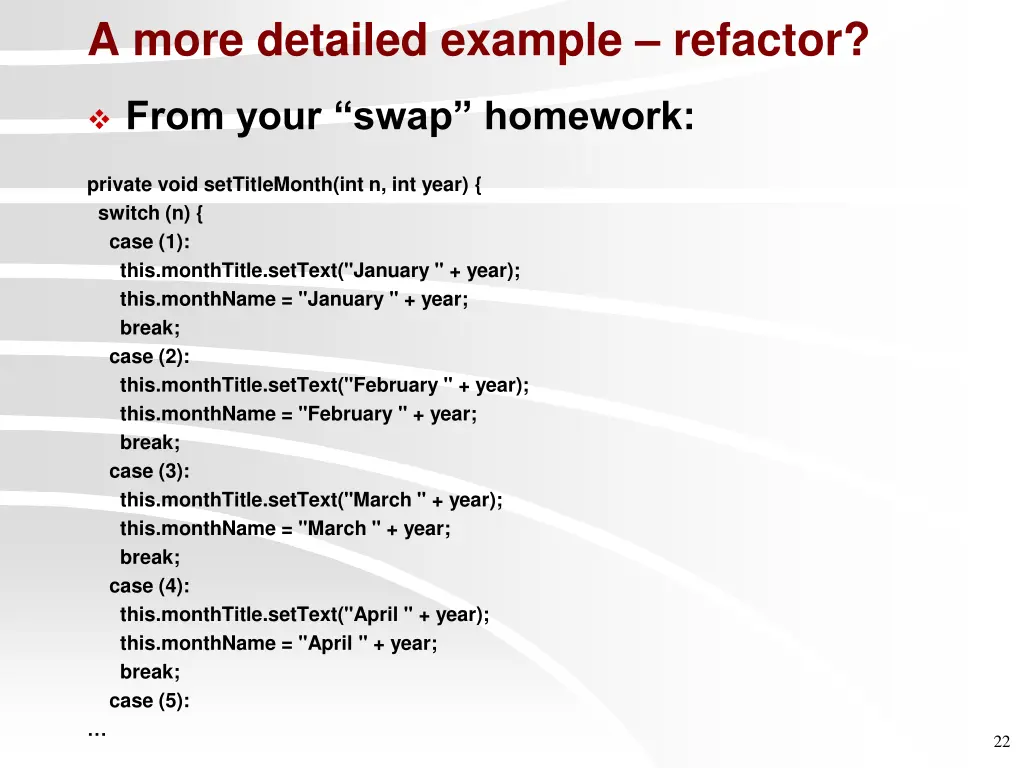 a more detailed example refactor