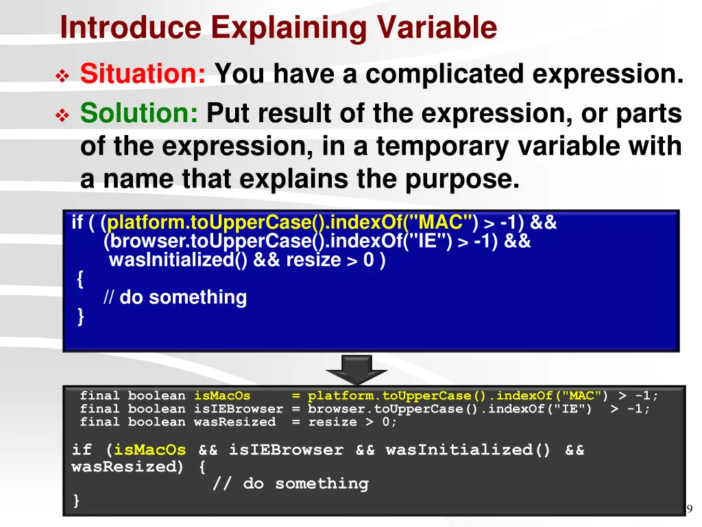 introduce explaining variable