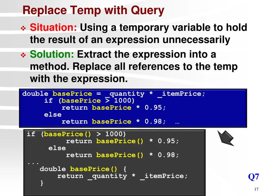 replace temp with query