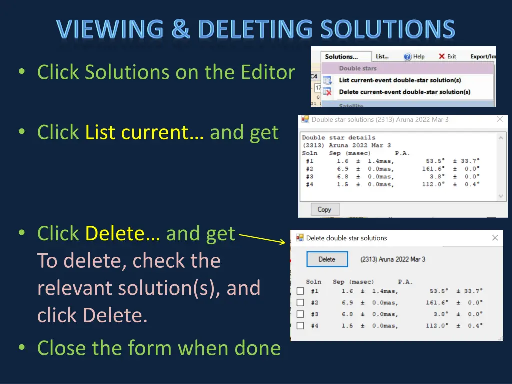 click solutions on the editor