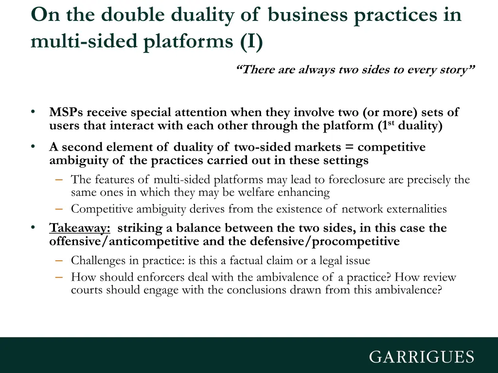 on the double duality of business practices