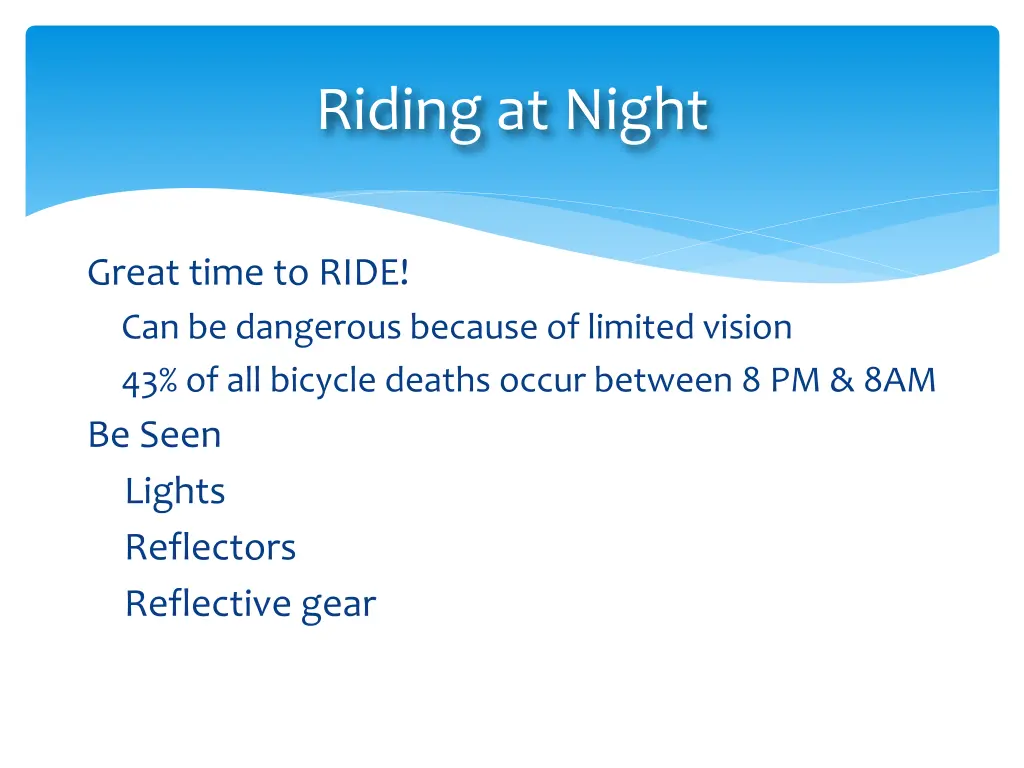 riding at night