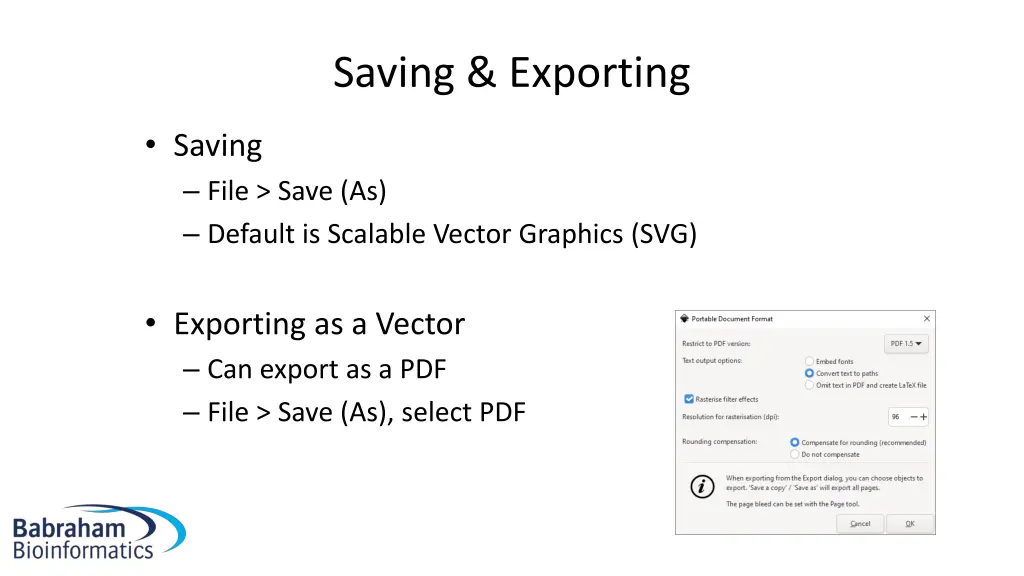 saving exporting