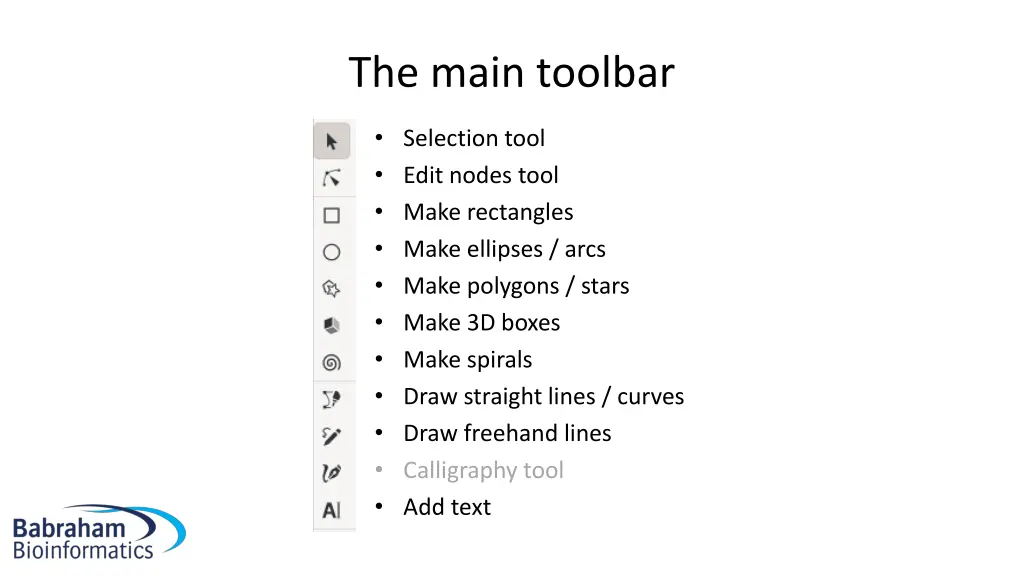 the main toolbar