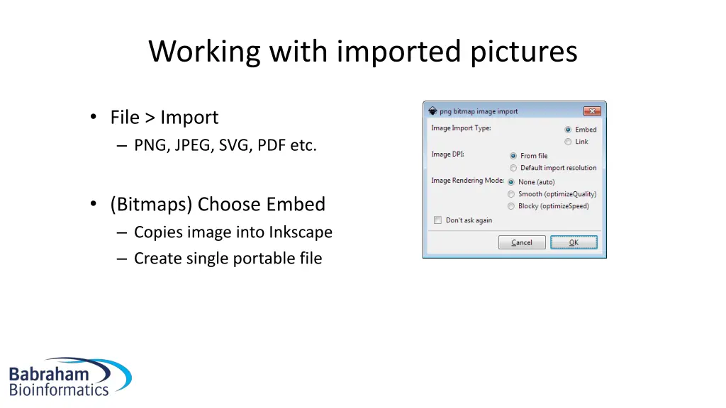 working with imported pictures