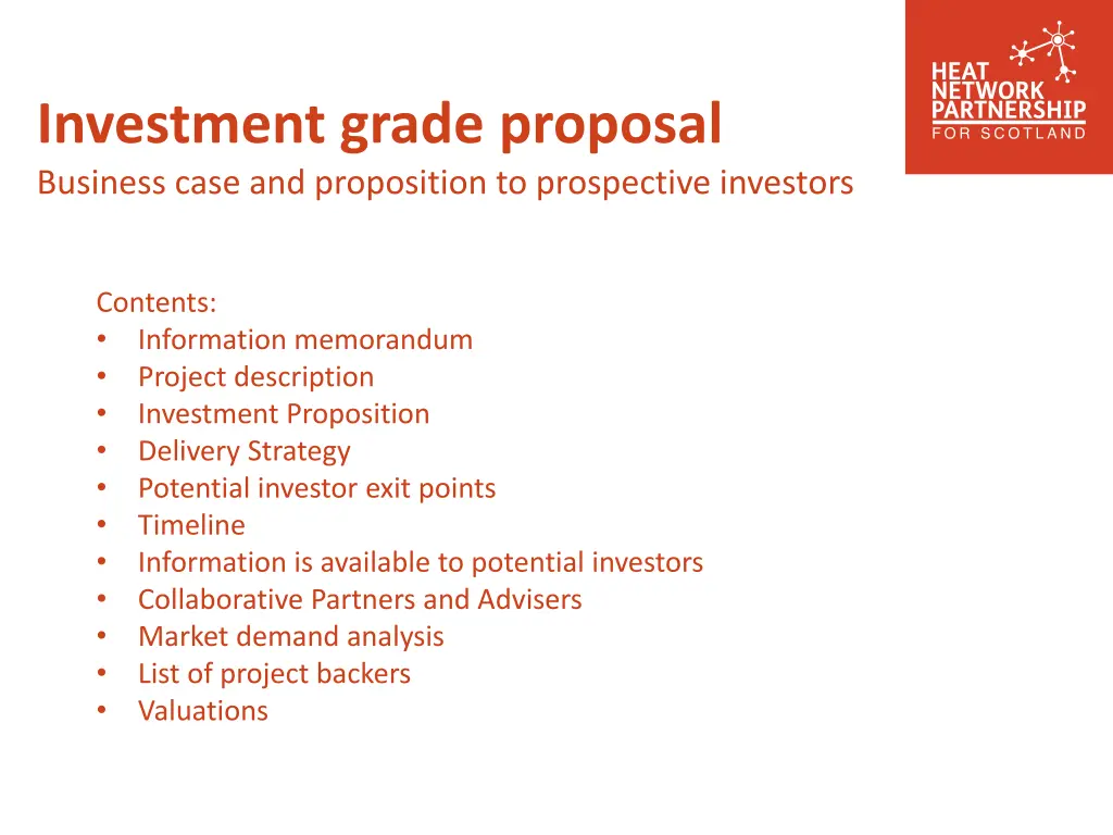 investment grade proposal business case