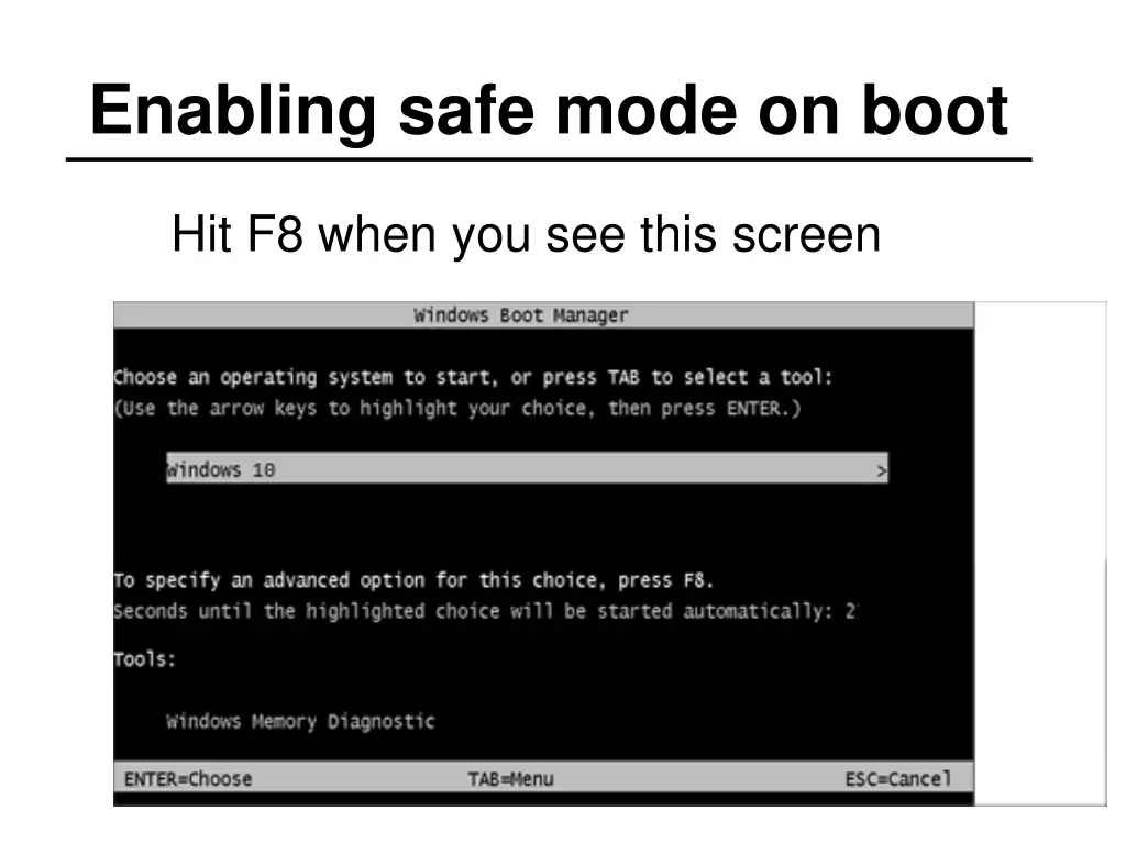 enabling safe mode on boot 1