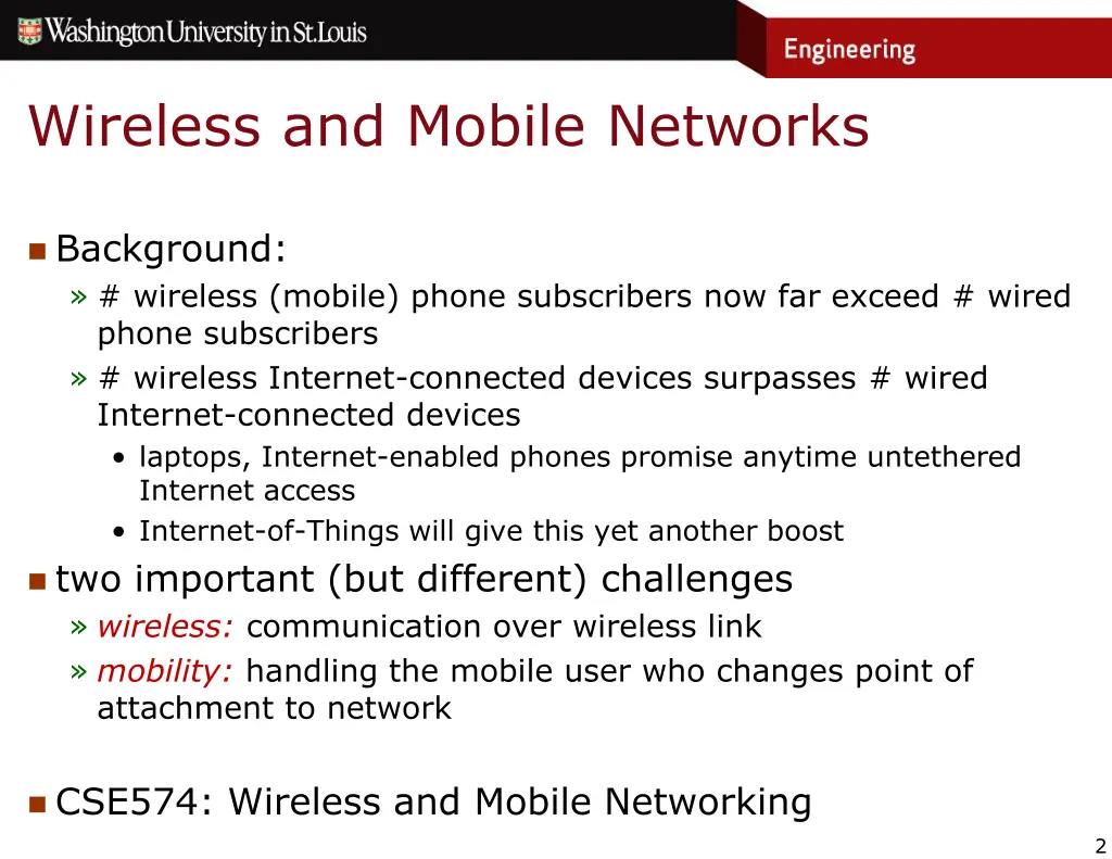 wireless and mobile networks