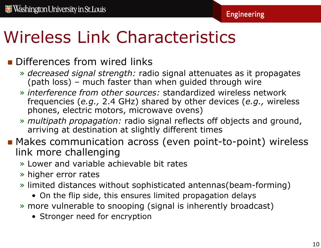 wireless link characteristics