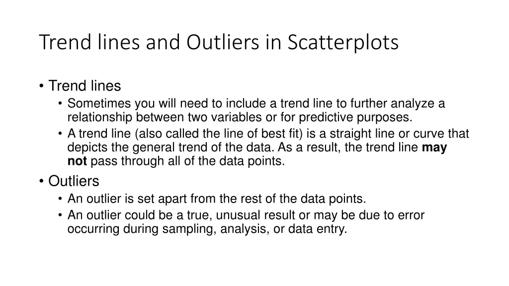 trend lines and outliers in scatterplots