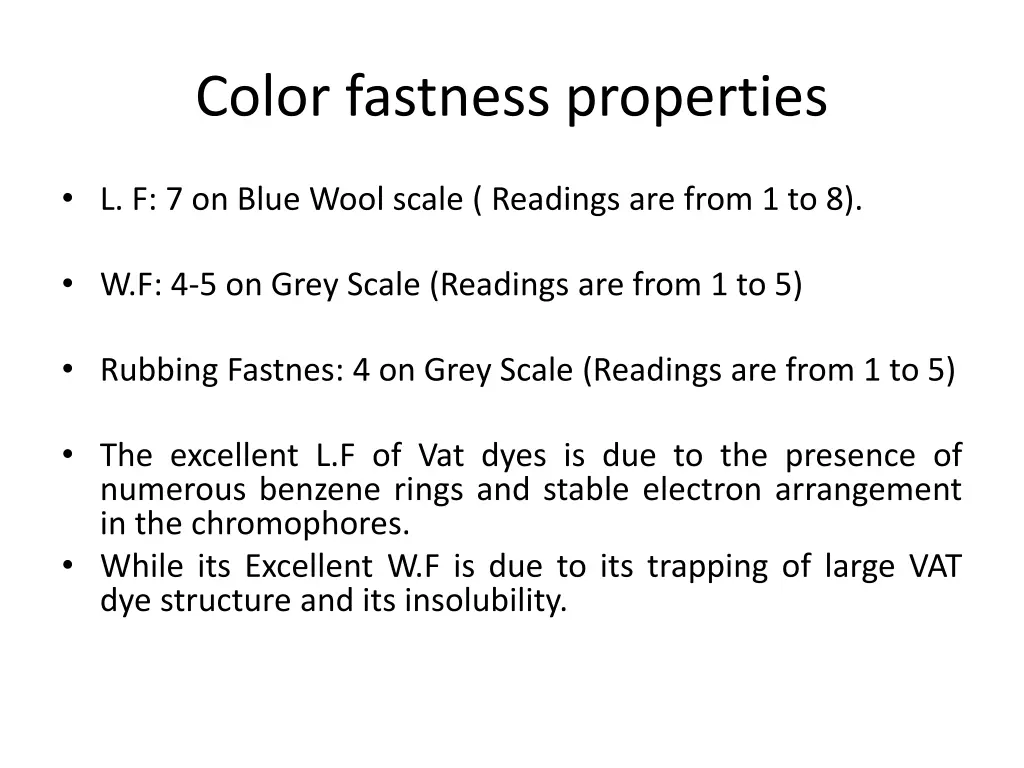 color fastness properties