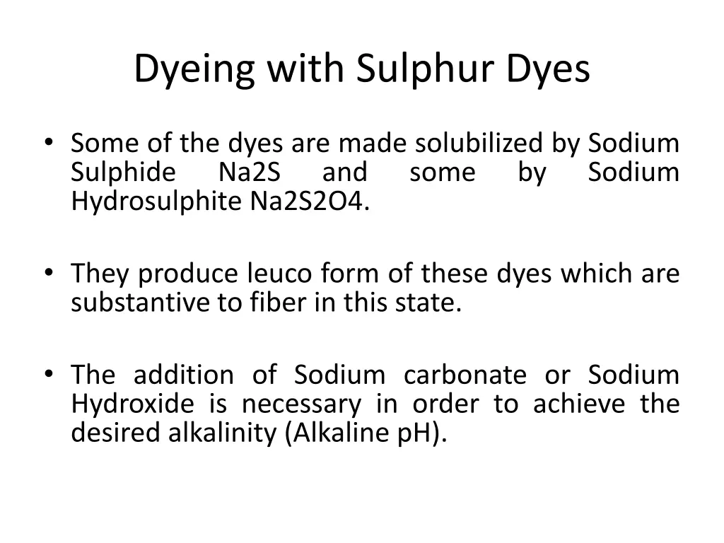 dyeing with sulphur dyes