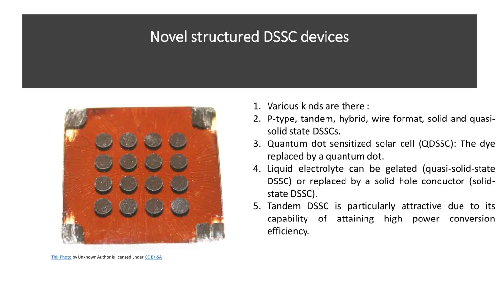 novel structured dssc devices novel structured