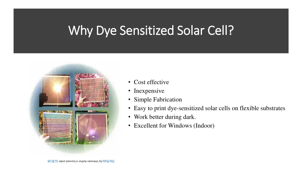 why dye sensitized solar cell why dye sensitized