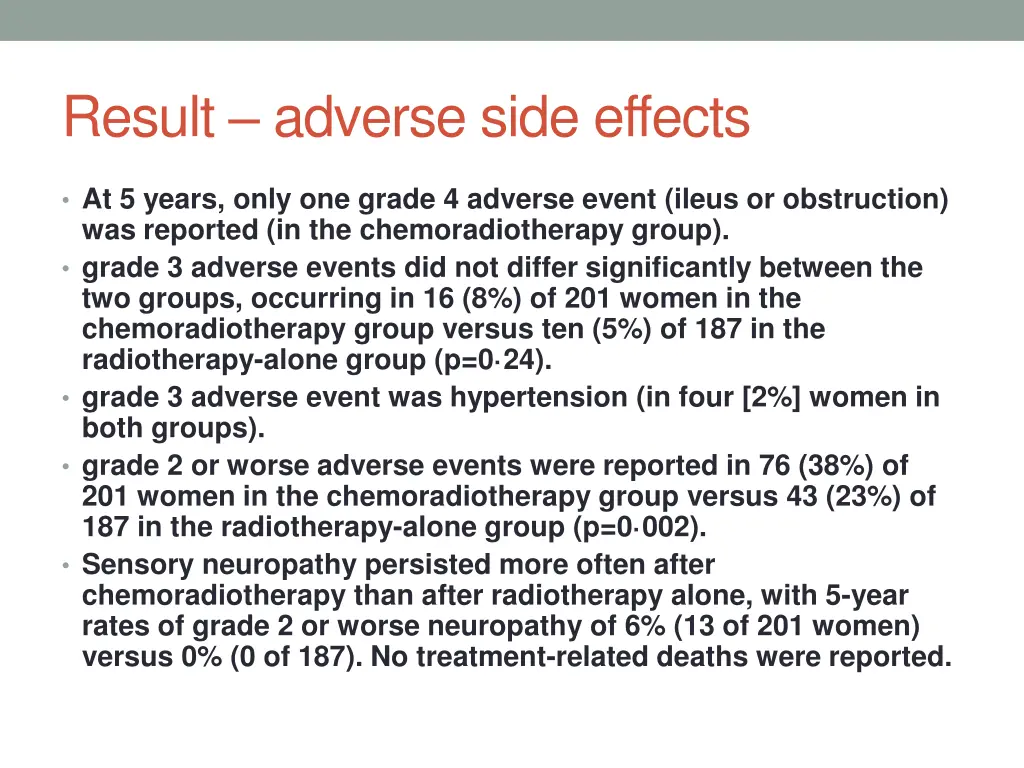 result adverse side effects