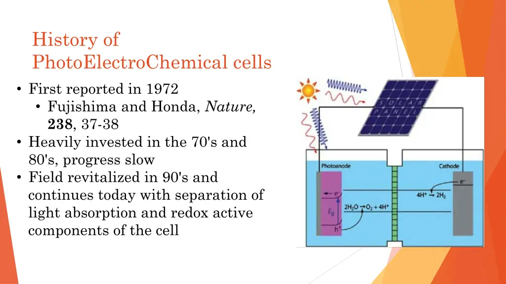 history of photoelectrochemical cells first