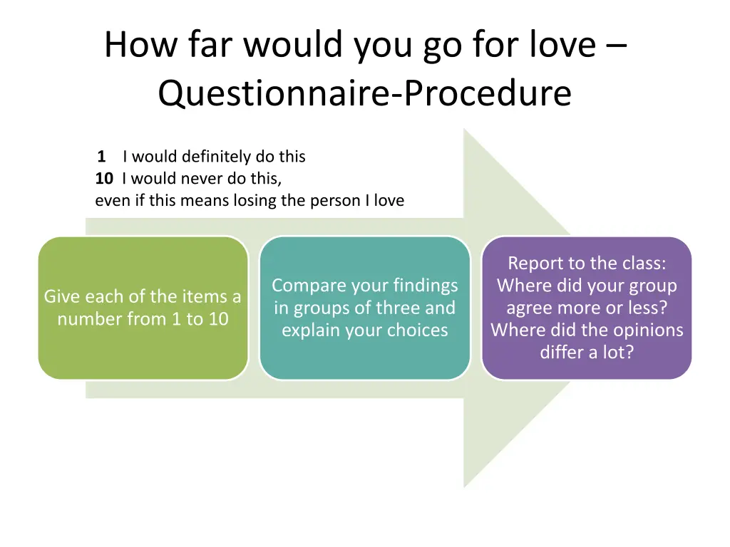 how far would you go for love questionnaire