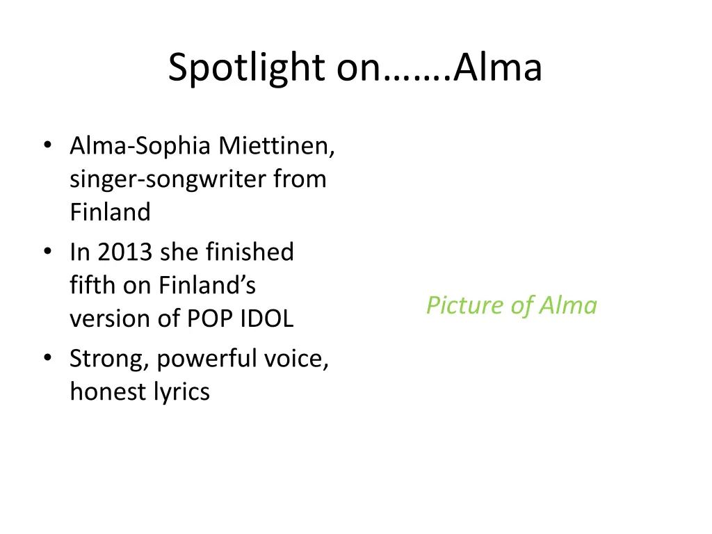 spotlight on alma