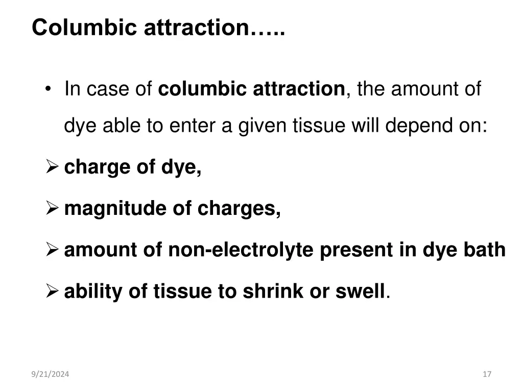 columbic attraction