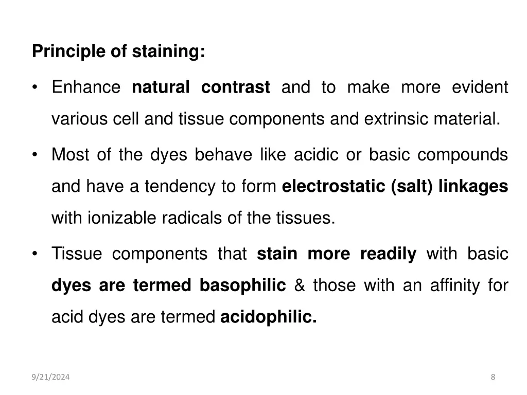 principle of staining