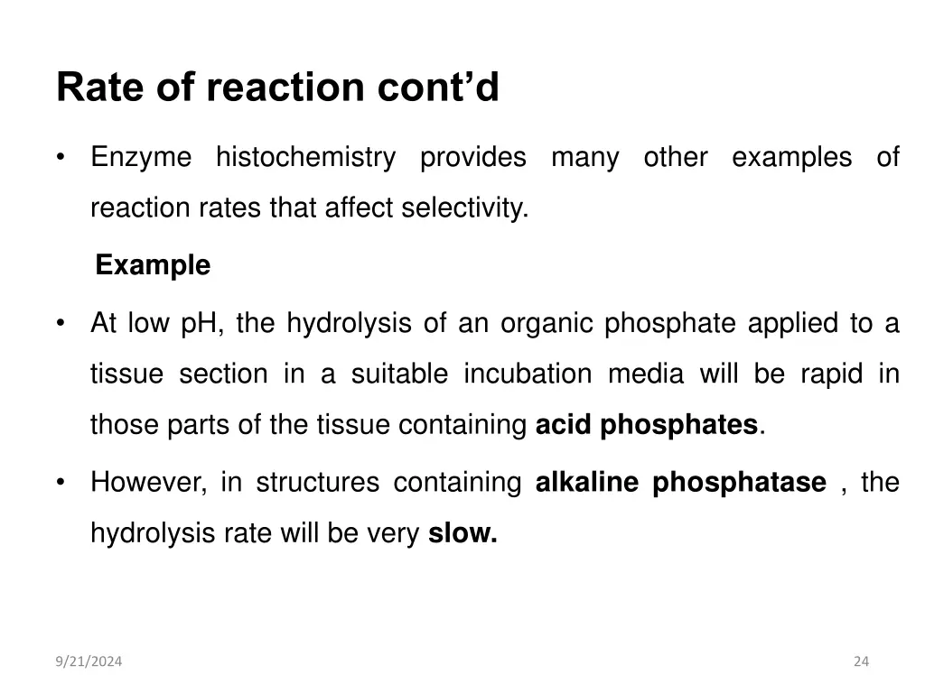 rate of reaction cont d