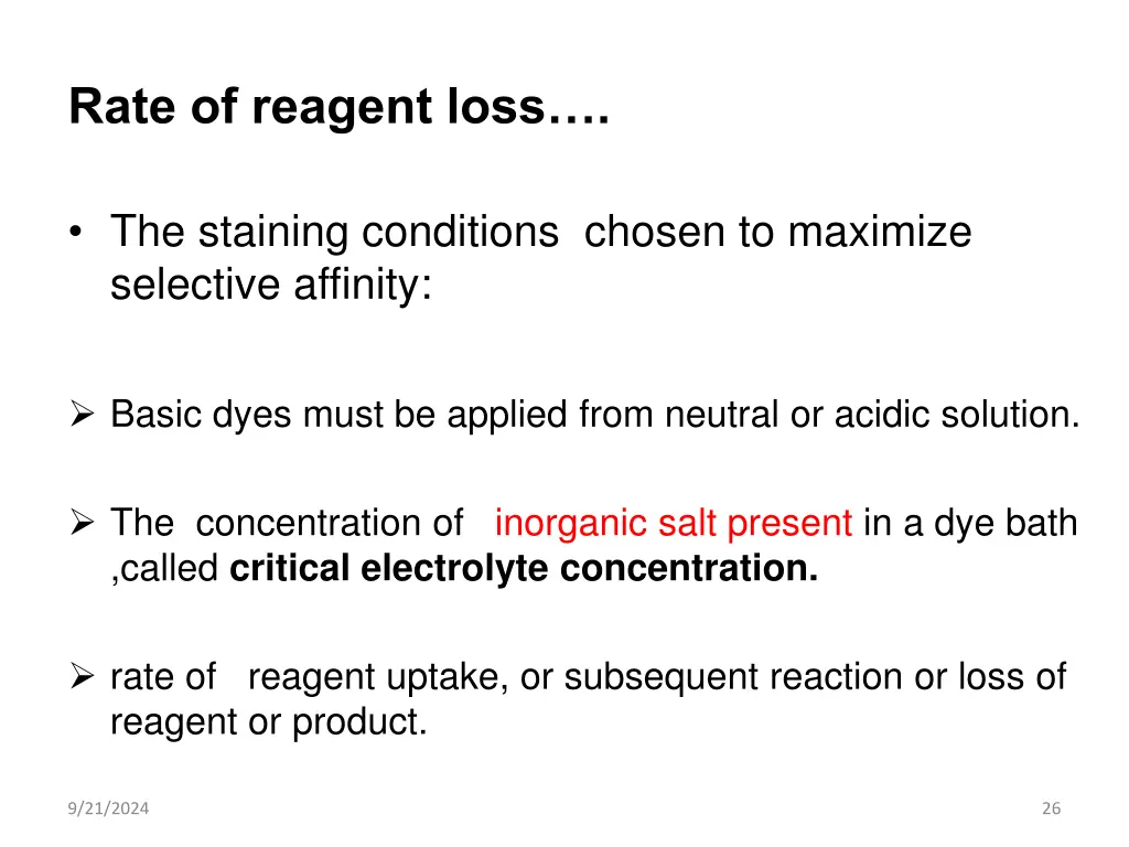 rate of reagent loss