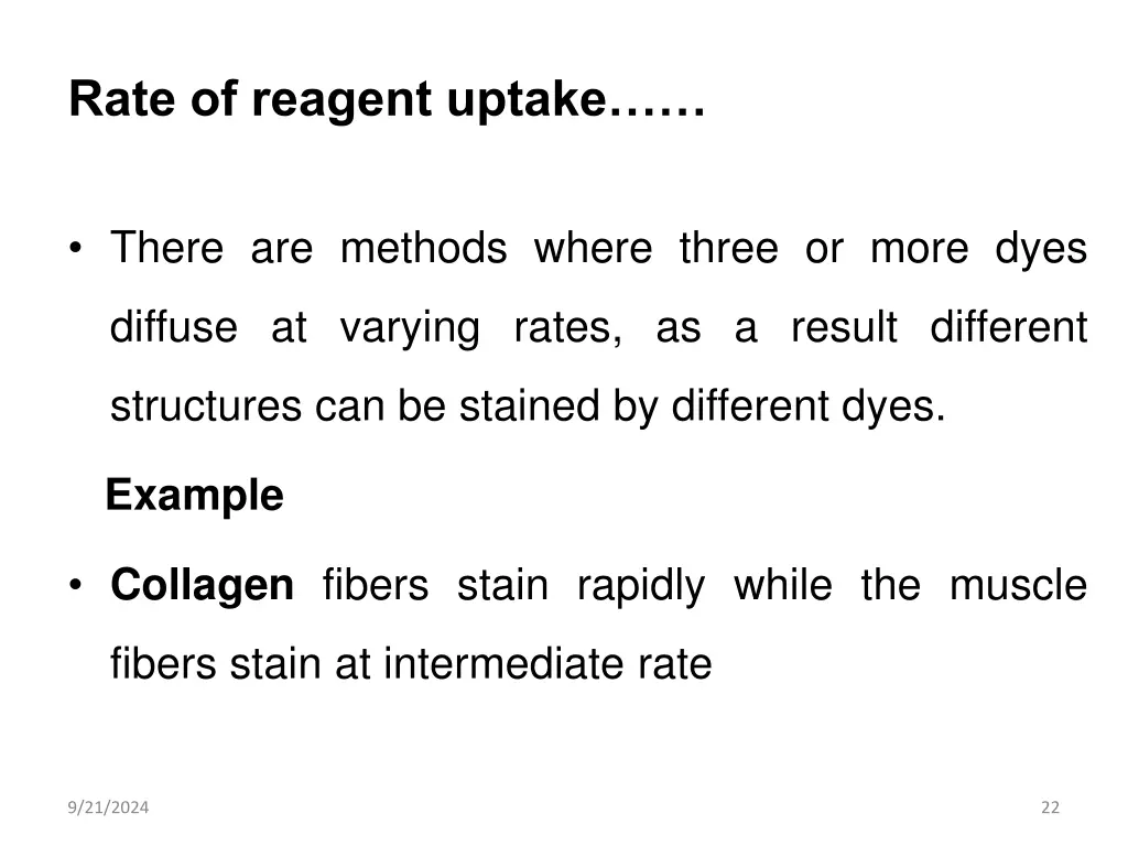 rate of reagent uptake