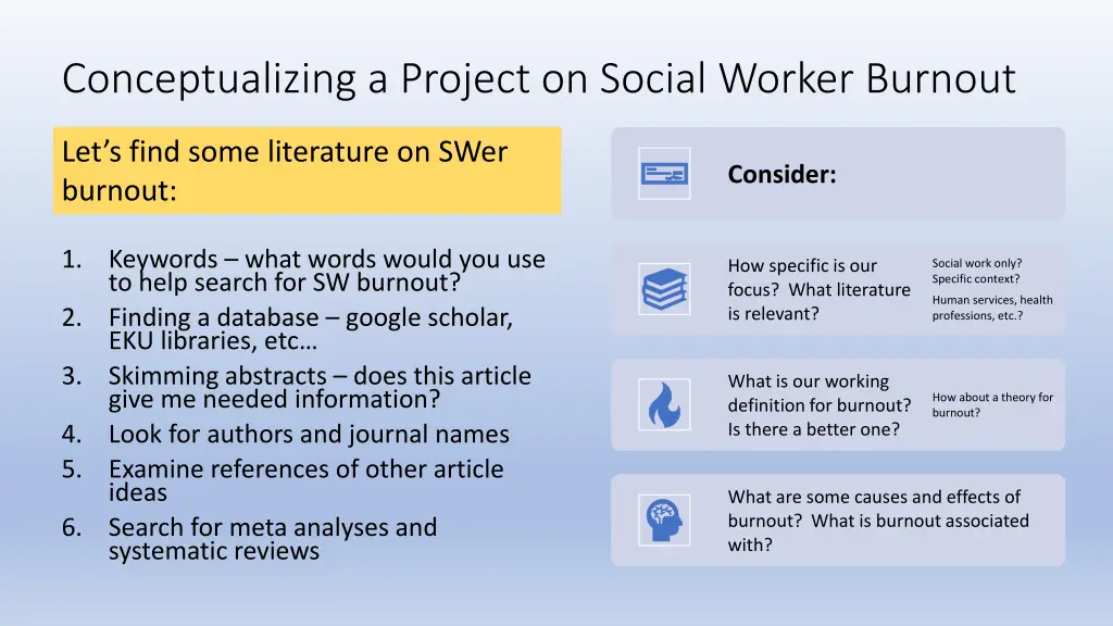 conceptualizing a project on social worker burnout