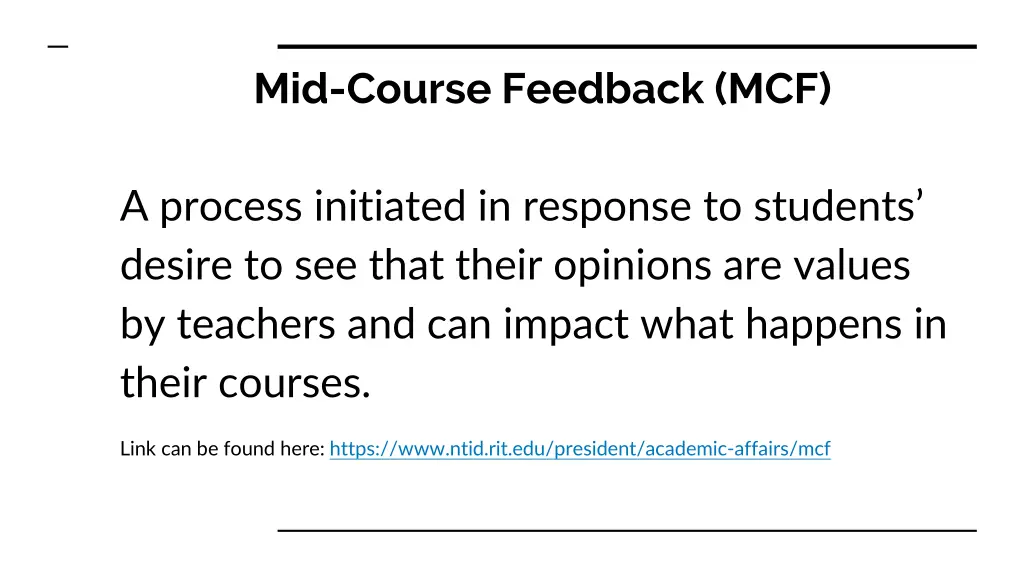 mid course feedback mcf