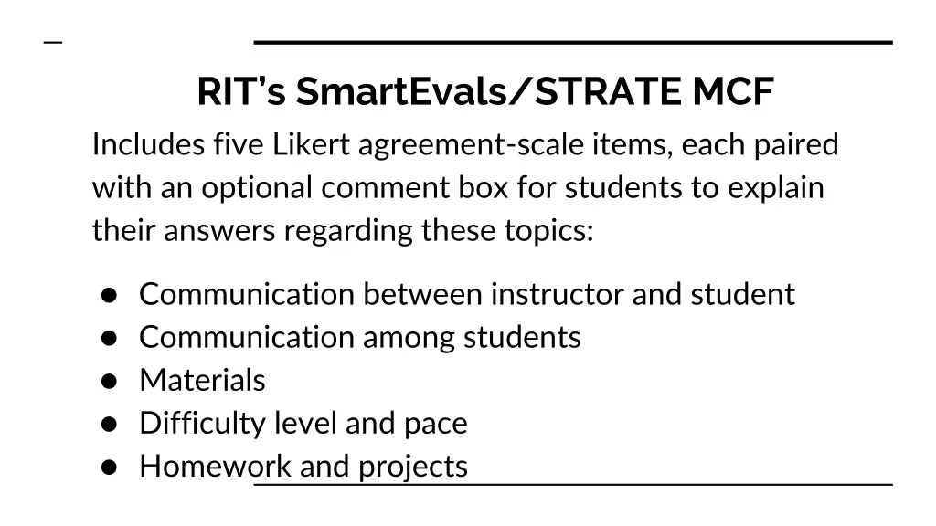 rit s smartevals strate mcf includes five likert