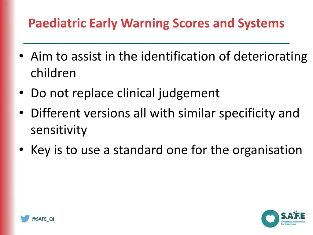 paediatric early warning scores and systems