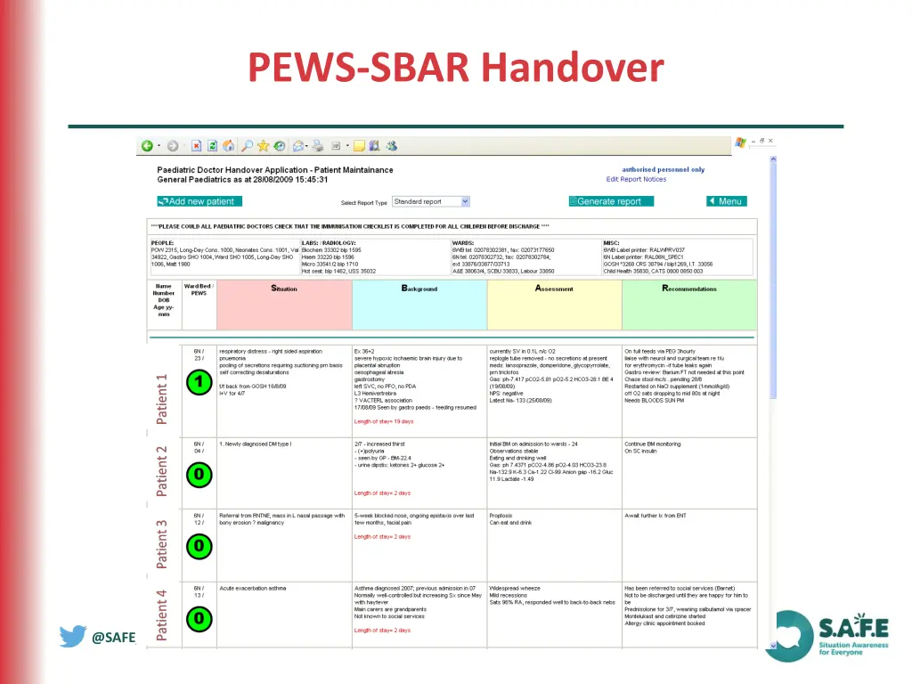 pews sbar handover