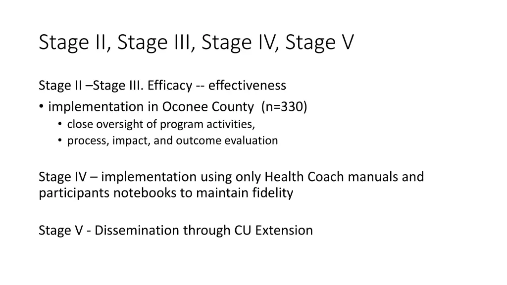 stage ii stage iii stage iv stage v