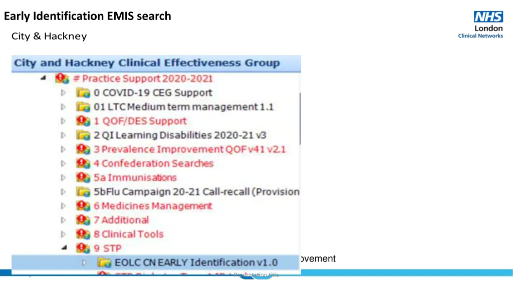 early identification emis search