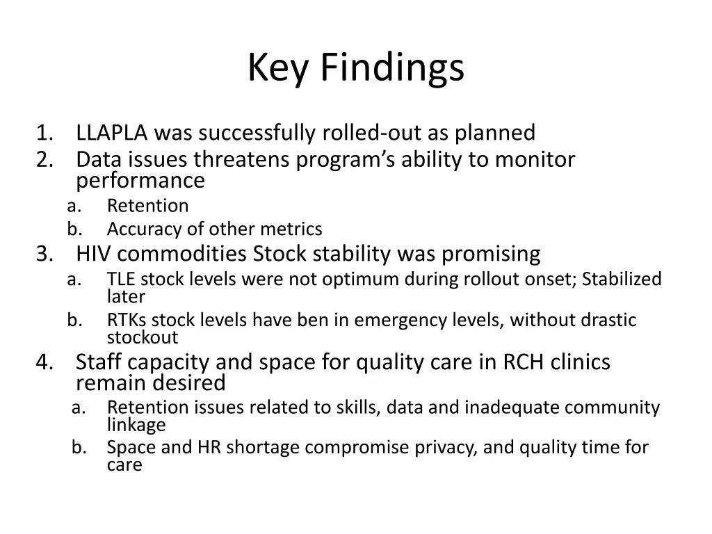 key findings