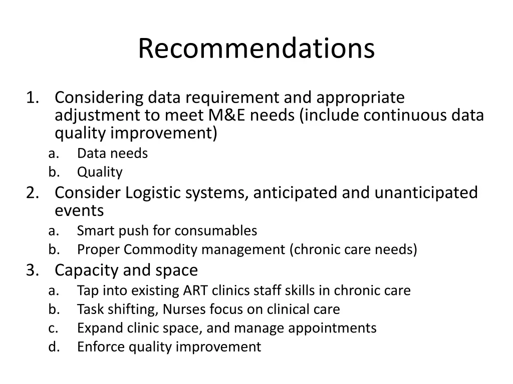 recommendations